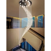 modern staircase crystal chandelier luxury spiral design hall light fixture living dining room suspension wire cristal lamp