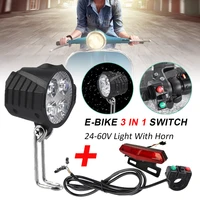 electric bike headlight and tail light sets e bike bicycle 243648v60v front rear warning lights led night headlight with horn