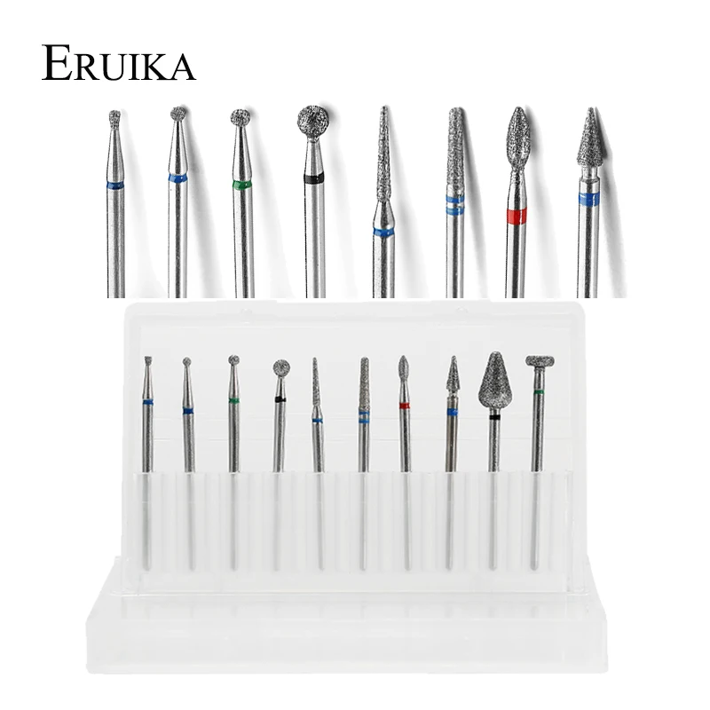 ERUIKA, 10 шт., набор сверл для ногтей, пилочки для ногтей, электрическая машинка для маникюра, вращающиеся сверла, полировальные инструменты, фрезы, аксессуары для маникюра