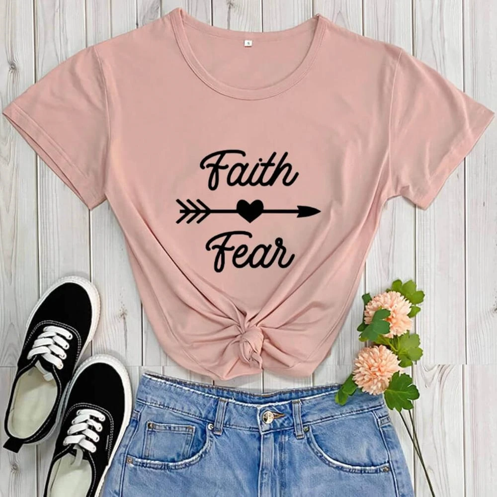 

Faith over Fear Shirt Faith shirt New Arrival Casual Funny T Shirt Gifts for Her Tees TX5709