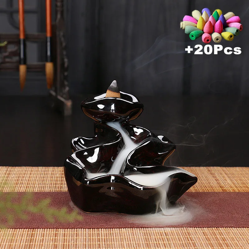 

Free 20cones Creative Home Decor Backflow Stick Incense Burner Ceramic Censer Home Decoration Use In Home Teahouse home decor