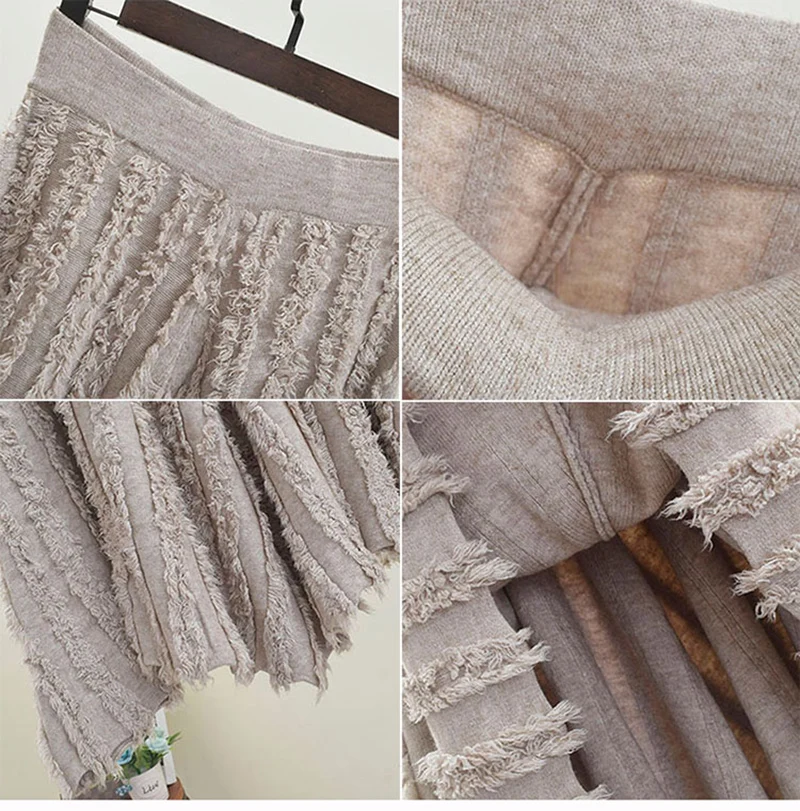 Женская трикотажная юбка макси винтажная длинная Плиссированная Юбка в стиле