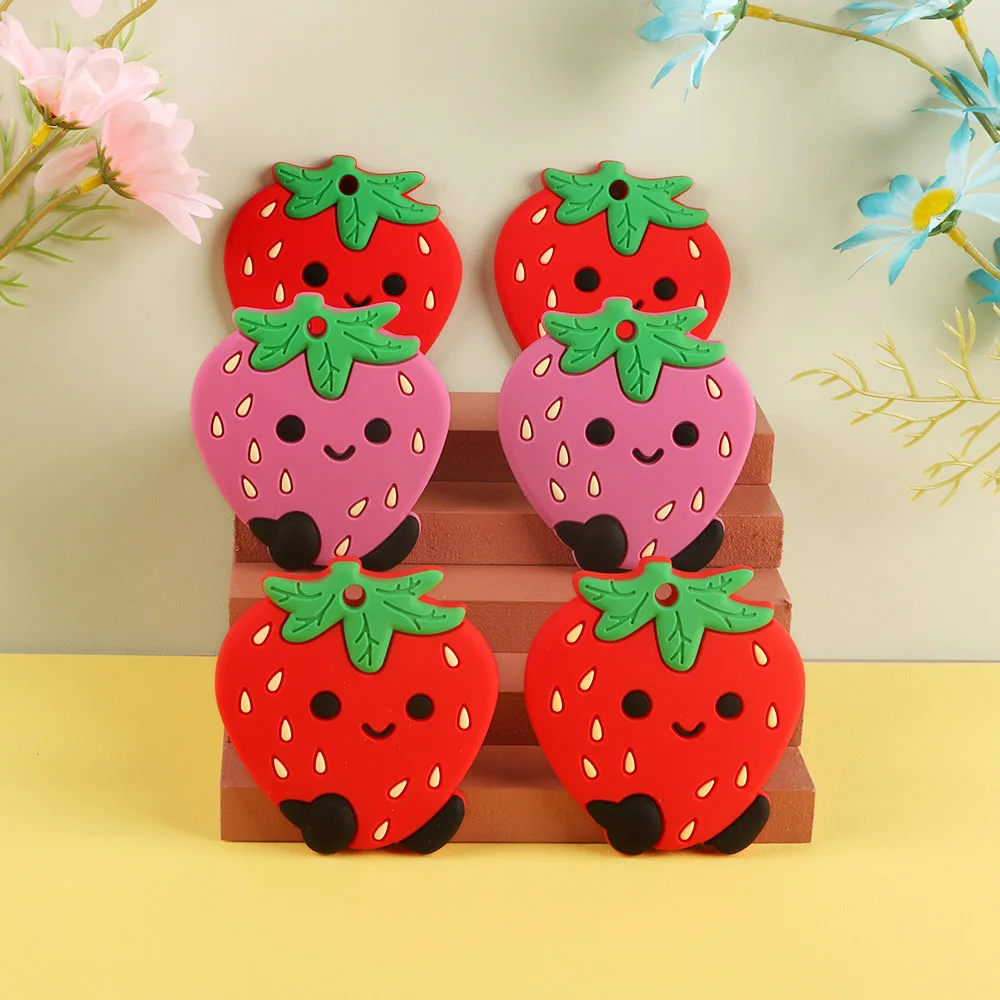 

Sunrony 5pcs Cartoon Fruit Strawberry Teether Rodent BPA Food Free Silicone Teething Nursing Pacifier Clip Silicone Teether
