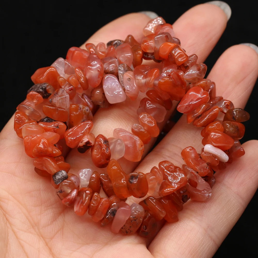 

2021 New Spot Natural Semi-precious Stone Gravel Beaded Red Agate Handmade Crafts DIY Necklace Bracelet Jewelry Gift Length 40Cm