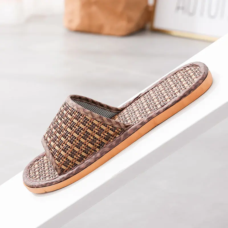 

Summer home cool mat slippers indoor and outdoor home linen floor antiskid men and women rattan mat slippers