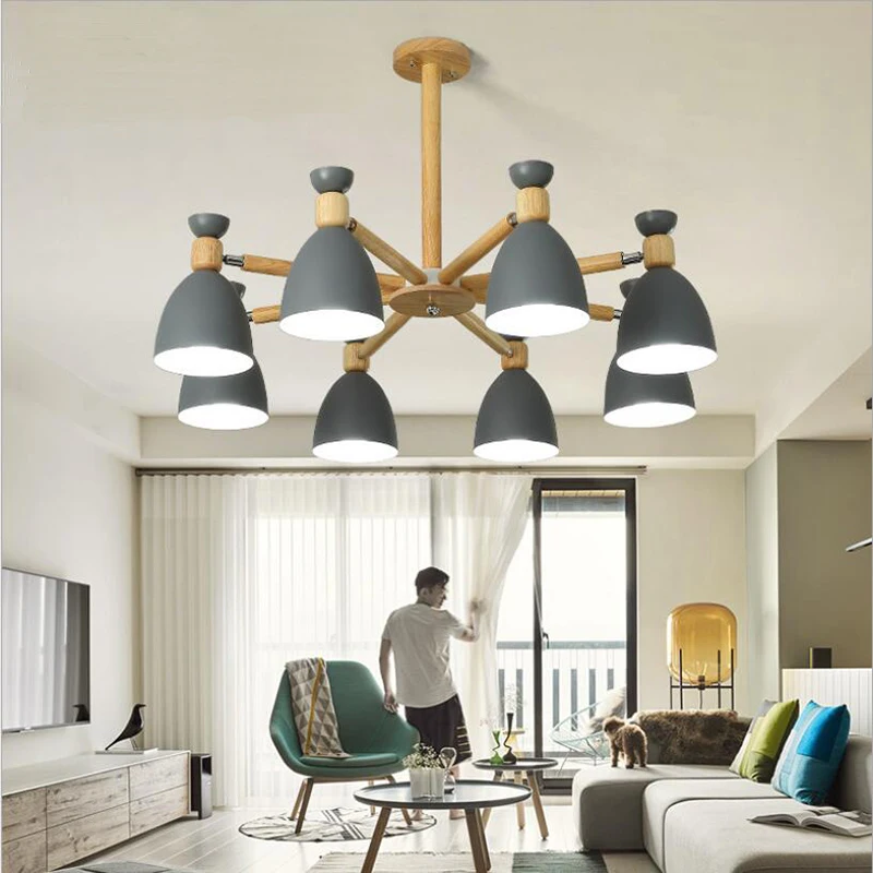 

Modern 8 Arms Chandeliers E27 LED Bulbs Aluminum Suspension Simple Hang Light Restaurant Hotel Dining Living Room Chandelier