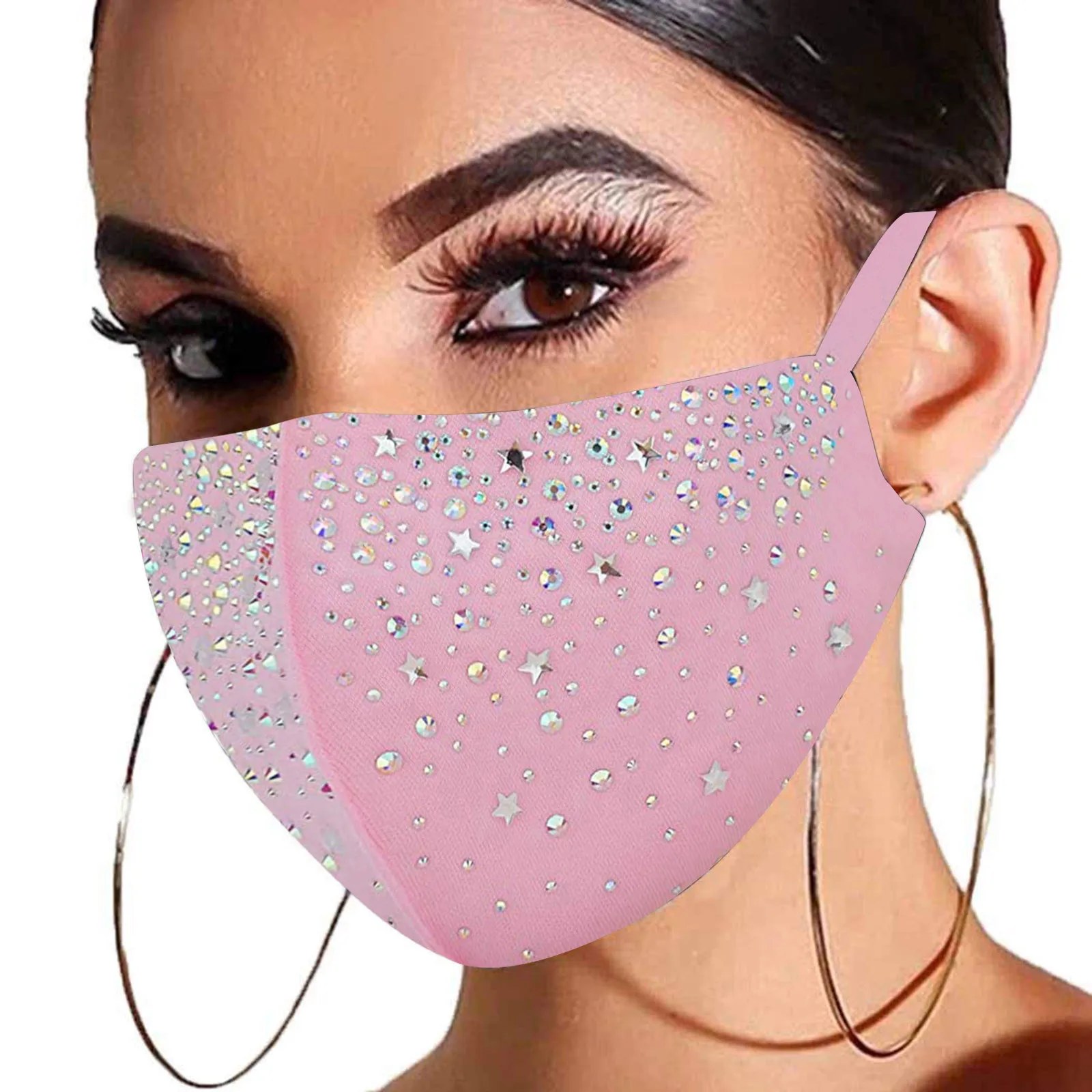 

Women's Masquerade Mask Ball Golden Metal Diamond Water Crystal Color Diamond Comfortable Breathable Masque Adulte Rutilisable