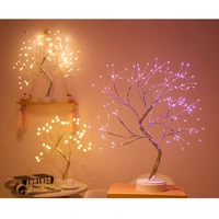 creative led copper wire lantern pearl tree lamp christmas tree bedroom decoration gift touch switch fairy starry night light
