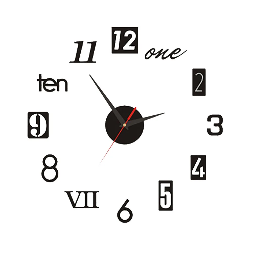 

DIY Wall Clock 3D Modern Frameless Wall Clock Decorative Sticker for Living Room Bedroom Office Decor