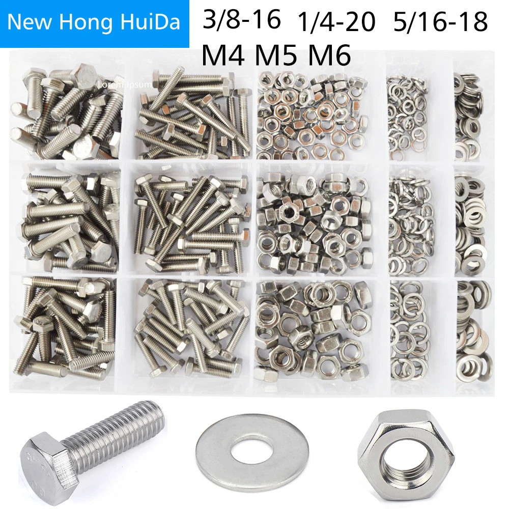 DIN933 Шестигранная стандартная гайка шестигранный винт плоская пружина 304