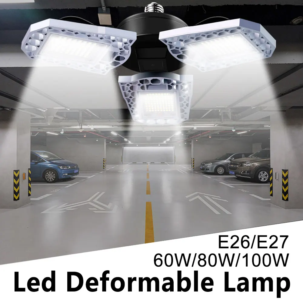 

Garage Light E27 LED Deformable Lamp E26 UFO Light 100-277V LED Sensor Bulb 60W 80W 100W Industrial Workshop Warehouse Lighting