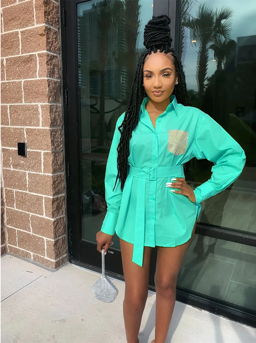 

Newon Spring Streetwear Women Solid Color Single-breasted Shirt Office Lady Turn-down Collar Long Sleeve Long Blouses 3 Color