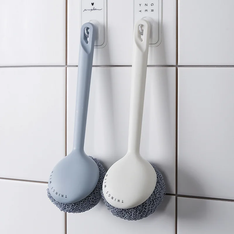 

Long-Handled Pot Washing Brush Replaceable Head Cleaning Ball Does Not Drop Wire Nordic Kitchen Nano Household Dishwashing