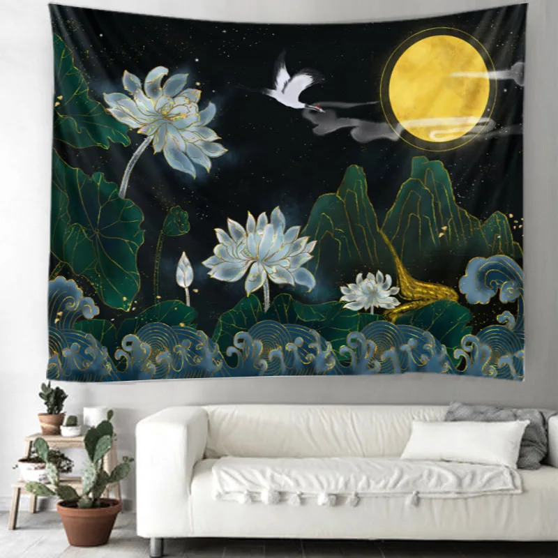 

HKDV мультфильм луна цветок искусственный гобелен подвесное покрытие коврики фоновая ткань пляжный коврик одеяло искусство для гостиной дом...