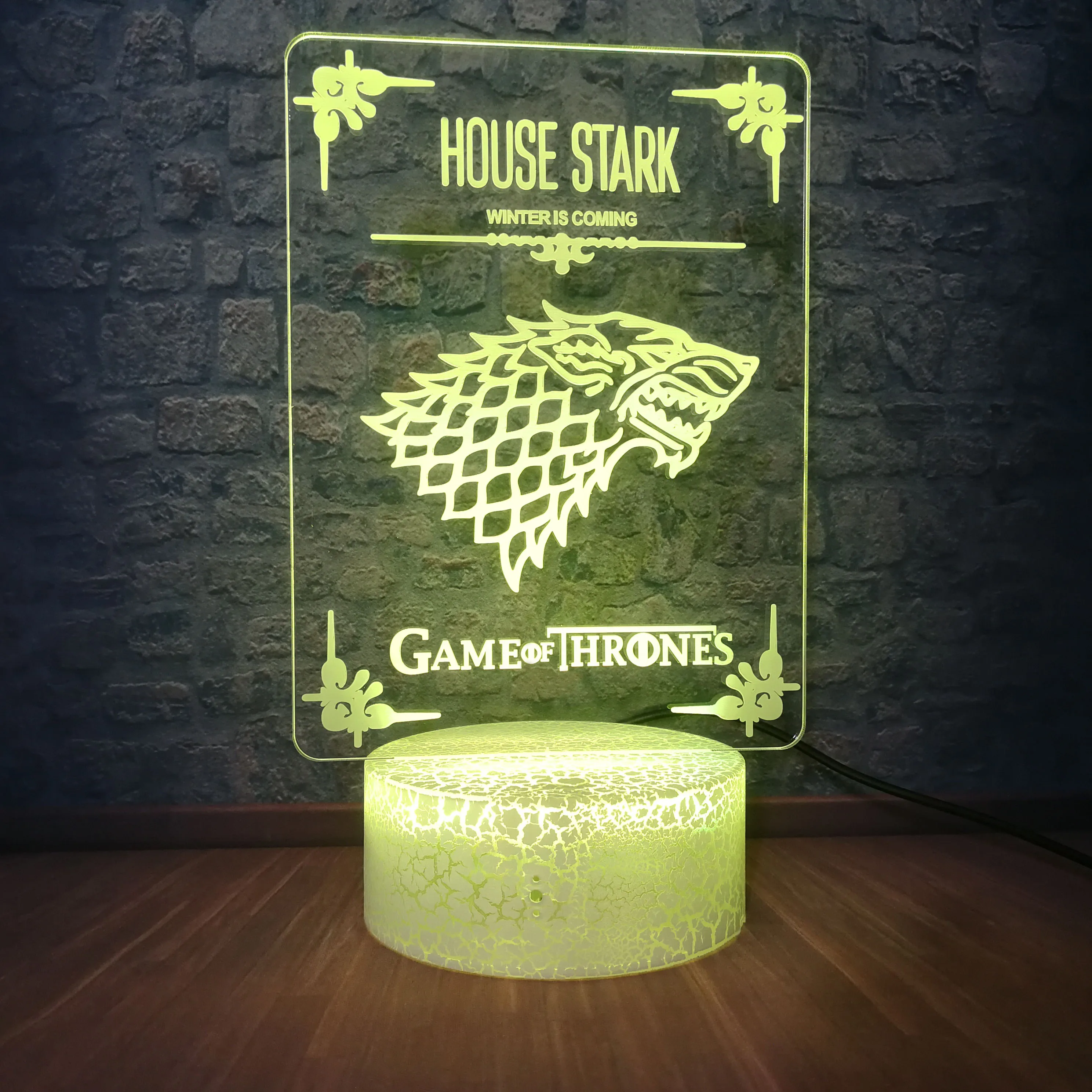 Дом Старк Игра престолов волк акриловая Иллюзия 3D светодиодный Ночник
