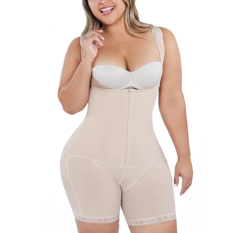 

Women'S Ladies Beige Breasted Wide Shoulder Straps Patterned Sling Body Shapewear Bodysuit