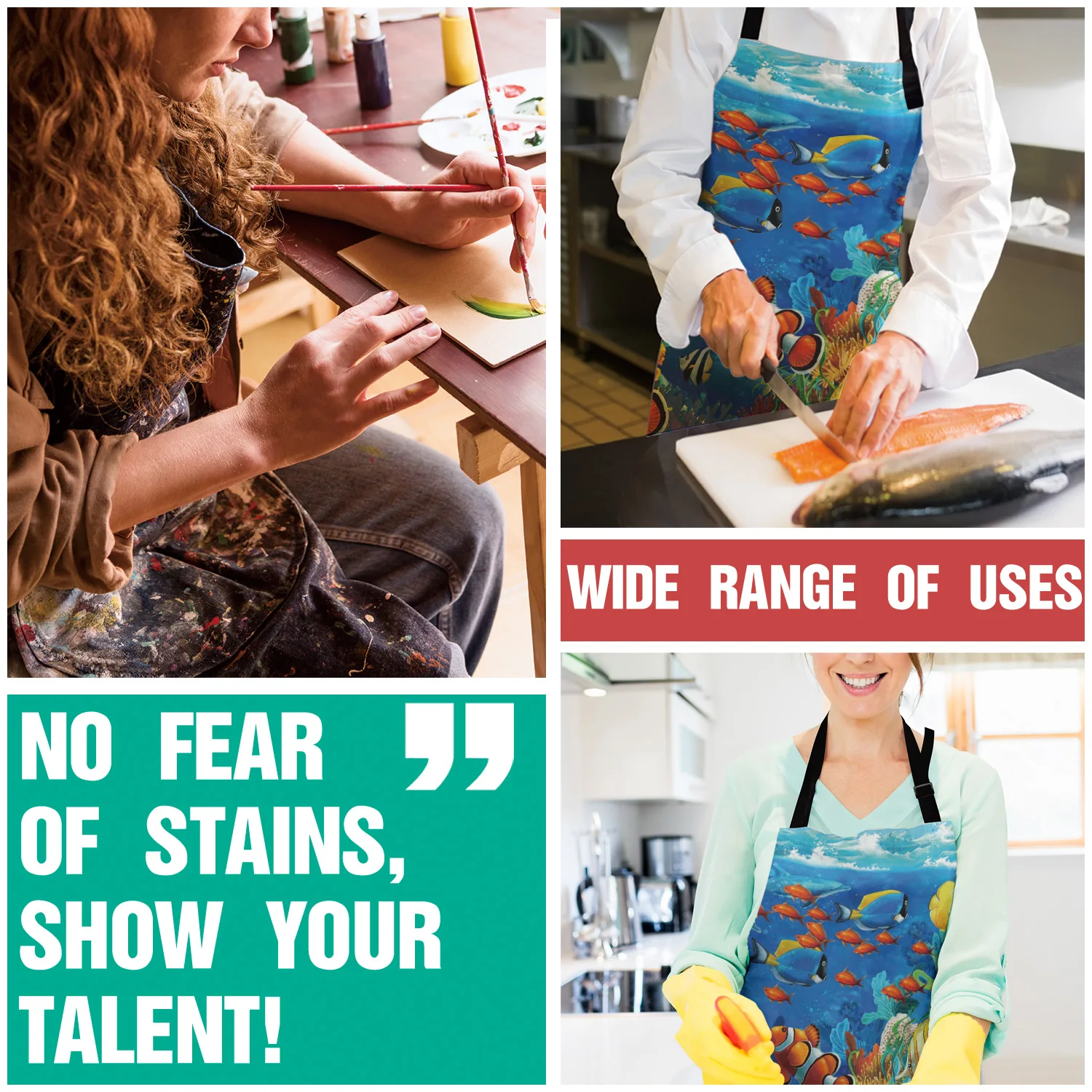 Tophome кухонный фартук мультяшный подводный мир клоун рыба кораллового рифа