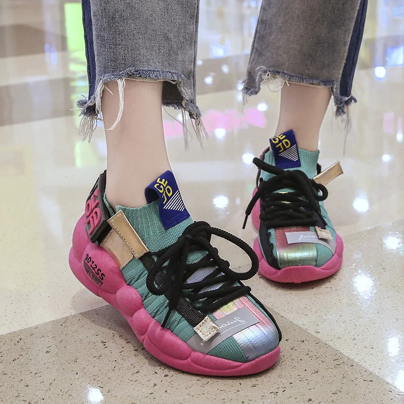 

Platform Spring Lady Sneakers Women Shoes Fashion Female Black Sneakers with High Sole Shoes Women High Top Chunky Sneaker
