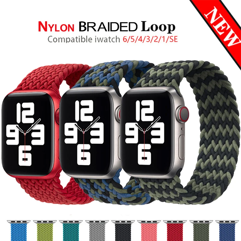 Ремешок нейлоновый Соло для Apple Watch 6 SE 44 мм 40 браслет IWatch Series 5 4 38 42 наручных