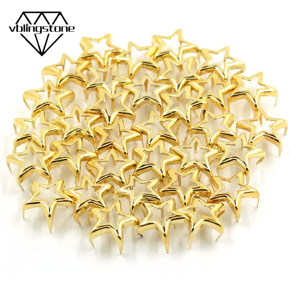 100 шт. золотые заклепки в форме звезды металлические полые шпильки для панковских