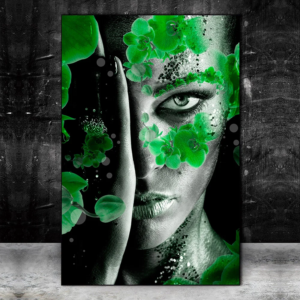 Супер макияж девушка холст фотообои цветы Орхидея искусство