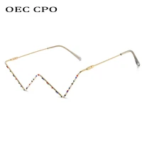 oec cpo personality diamond sunglasses frames women fashion crystal glasses women alloy decoration eyewear gafas de sol