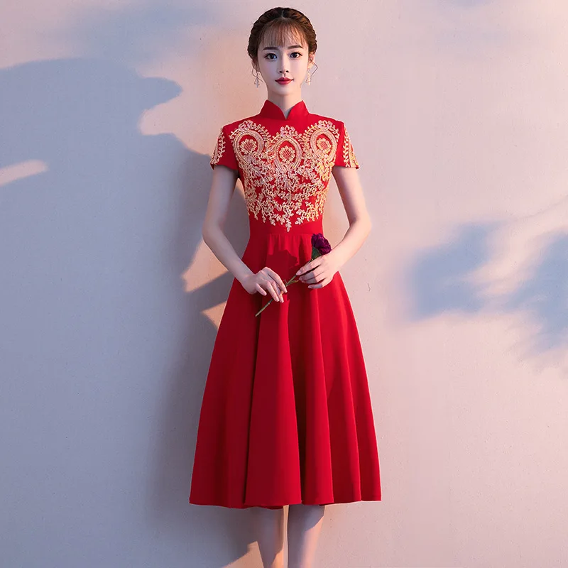 

Retro Bridal Wedding Dress Temperament Slim Evening Dress Mandarin Collar Banquet Dress Noble Party Dress Cheongsam Oversize 3XL