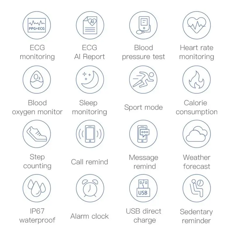 Смарт-браслет P12 ECG PPG SPO2 пульсометр кислородный монитор умный браслет IP67