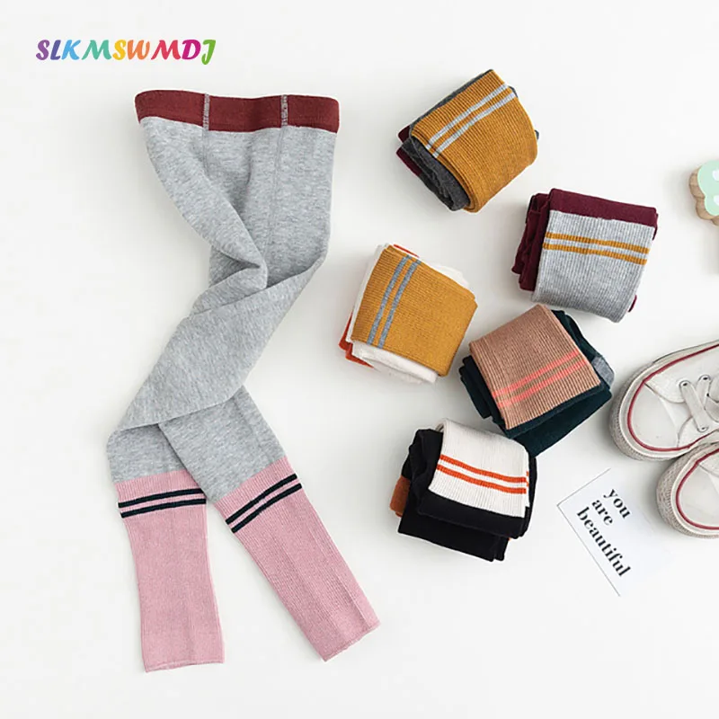 SLKMSWMDJ/осенне зимние повседневные детские штаны с двойной иглой модные леггинсы
