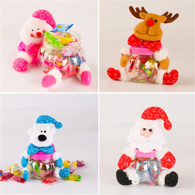 4 шт. в партии Рождественская банка для конфет милый Контейнер Санта-Клаус