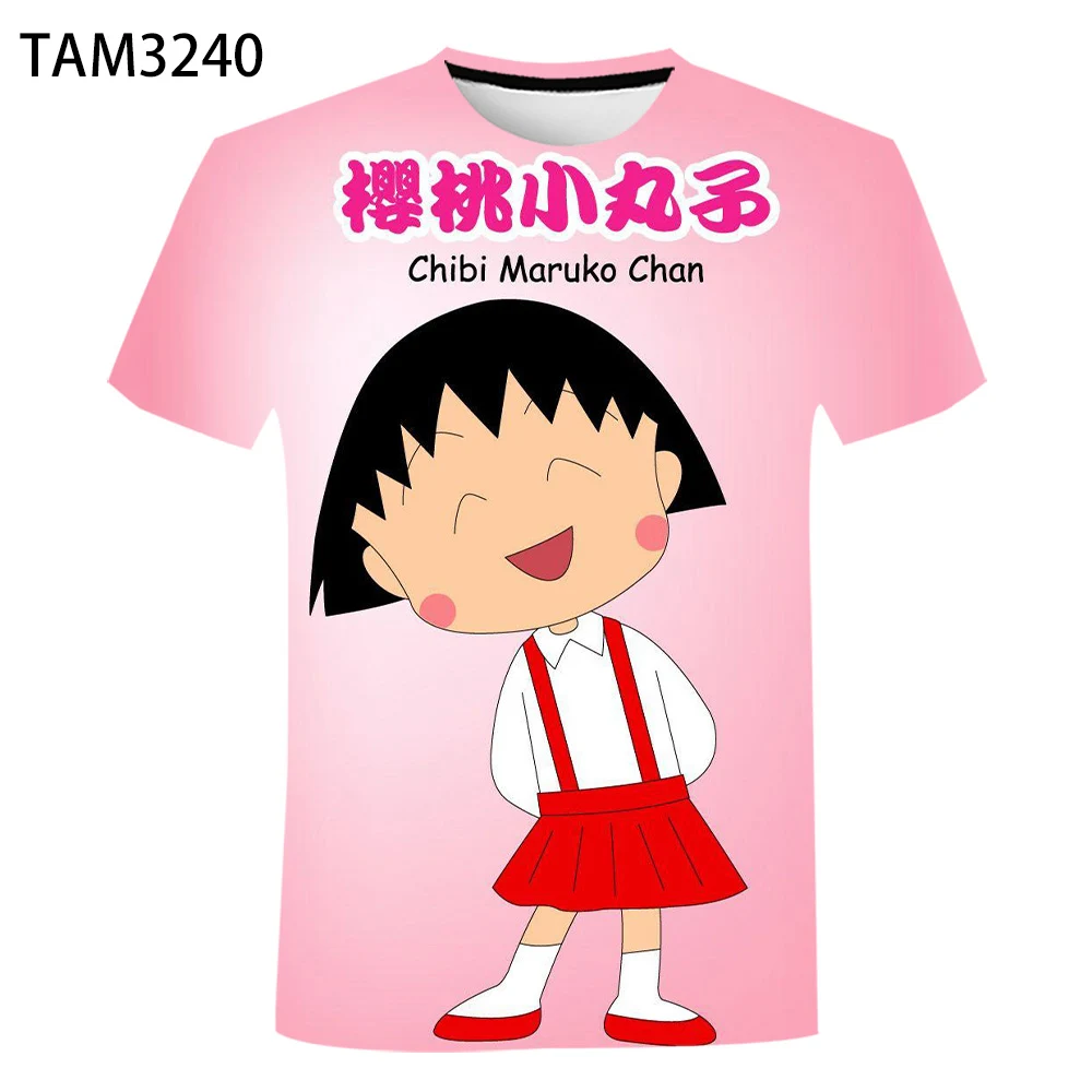 Летняя футболка с 3D-принтом вишни и японских анимаций для мужчин женщин детская