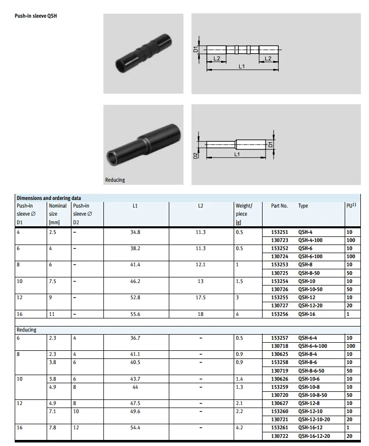 QS-6-4 153037 QS-8-6 QS-10-8 QS-12-8 QS-12-10 FESTO пуш-ап-быстроразъемные соединения QS стандартная серия разъем пневматический компонент инструменты воздуха
