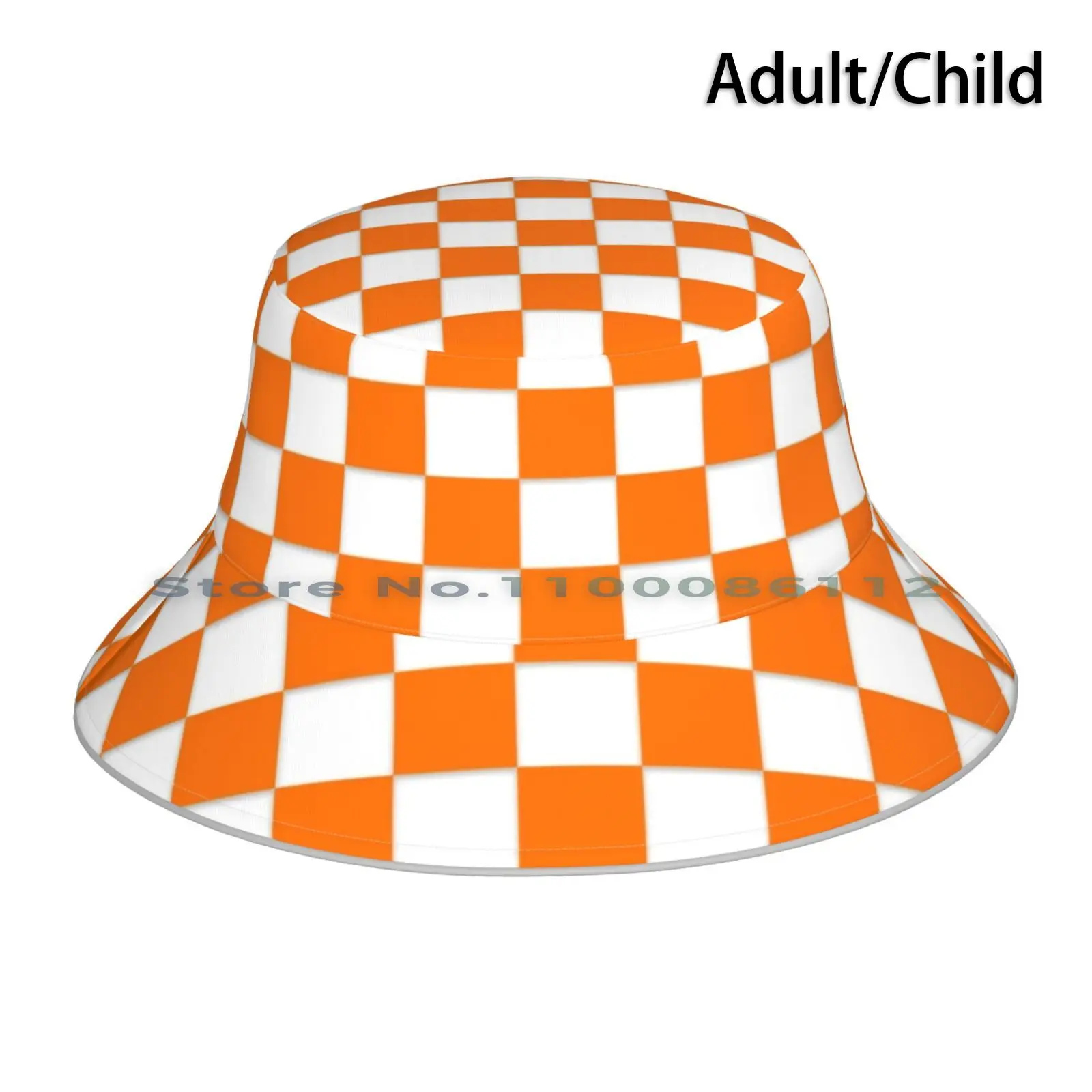 

Orange Checked Pattern Bucket Hat Sun Cap Background Blank Classic Cover Detail Plain Flat Fashion Smooth Solid Colored