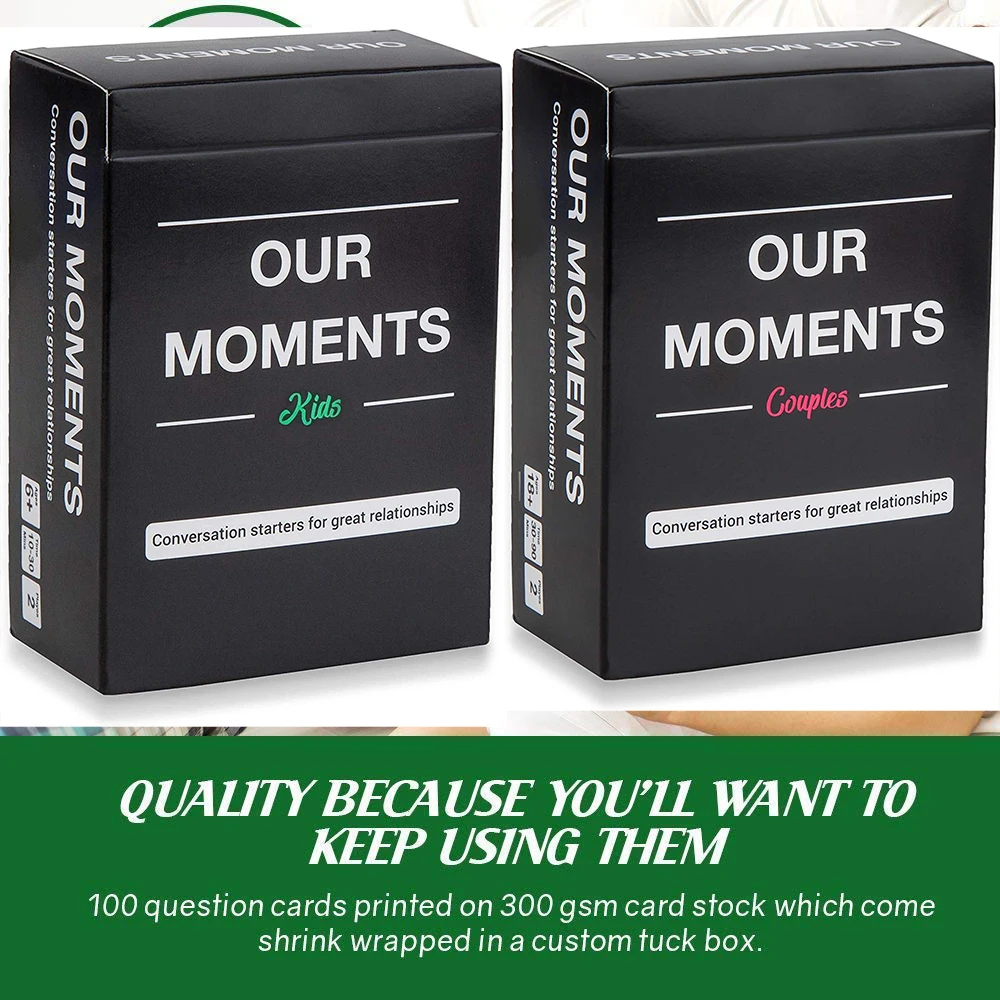 

OUR MOMENTS Couples 100 Thought Provoking Conversation Starters Great Relationship Board Game Family Cards Kids Adult Toys