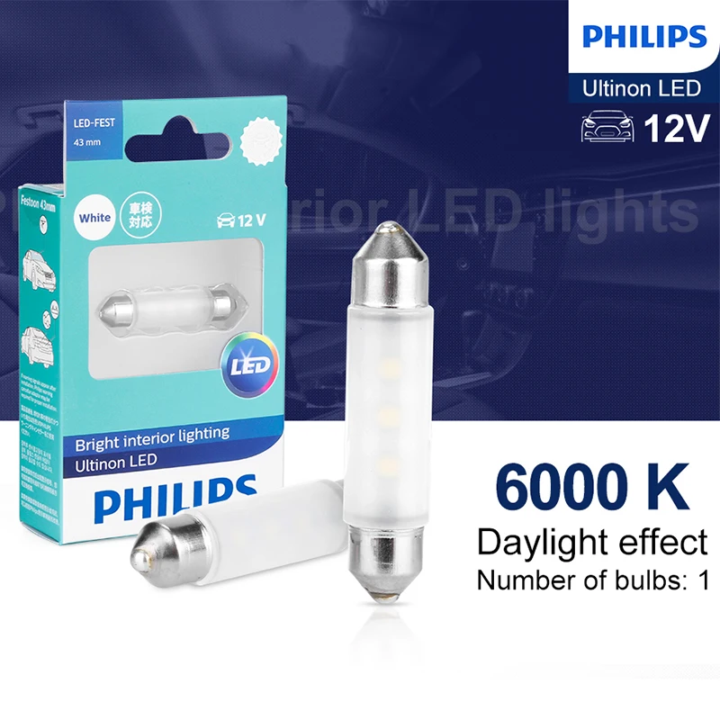 Philips Festoon 43 мм Яркий интерьерный светильник ing Ultinon светодиодный купольный для