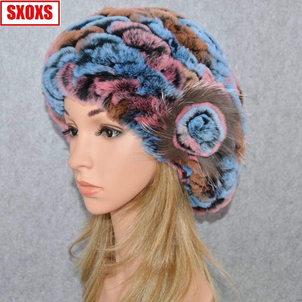 Женская меховая шапка для зимы из натурального кролика Рекс лисы 2019 новые модные