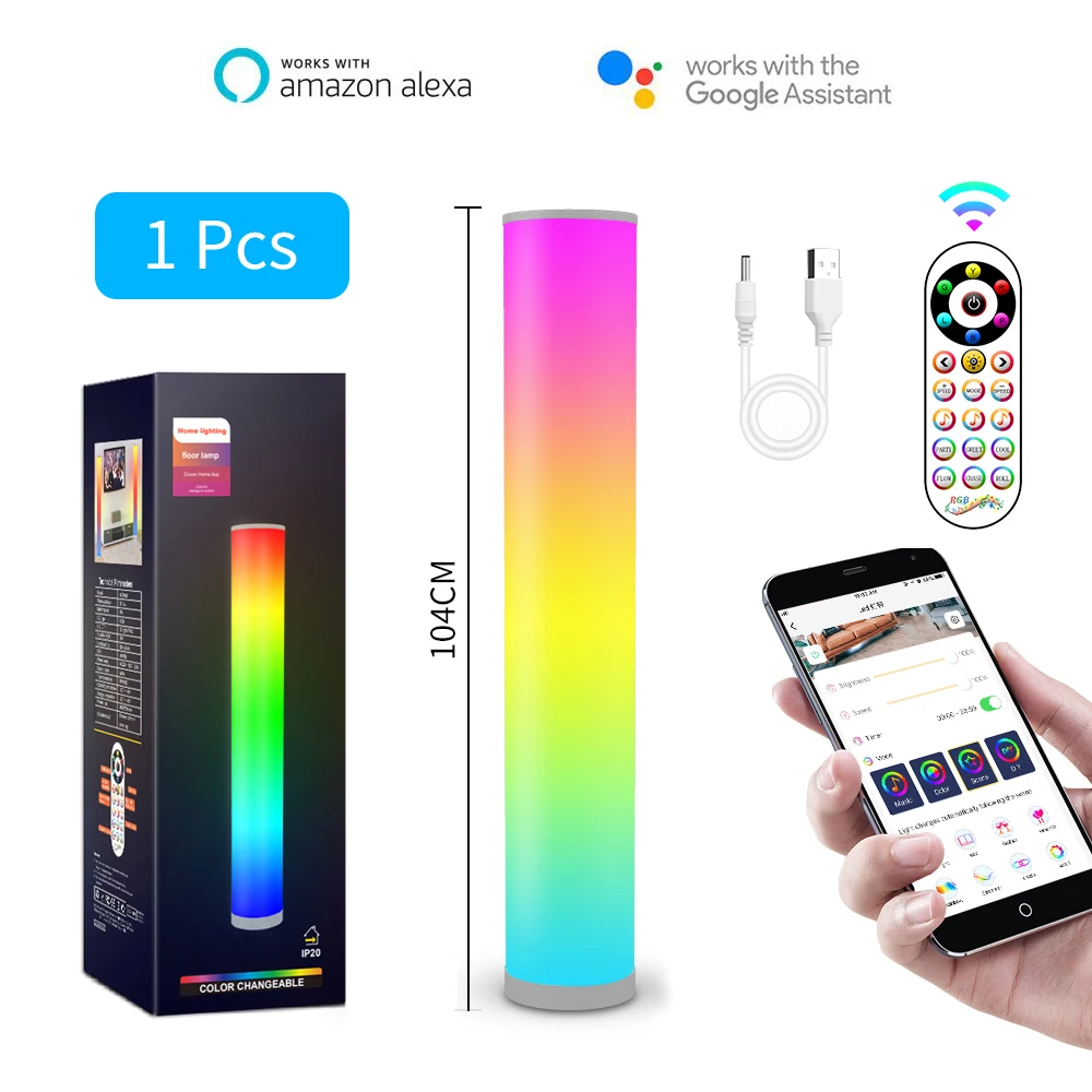 Умный СВЕТОДИОДНЫЙ торшер RGB, для спальни, прикроватное украшение, напольный светильник, для гостиной, художественного декора, для помещений, атмосферный стоячий светильник - изображение