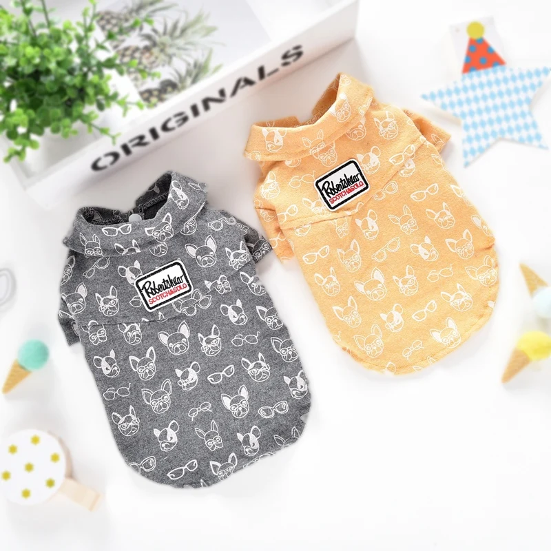 Летняя рубашка для собак с принтом французского бульдога терьера мягкая