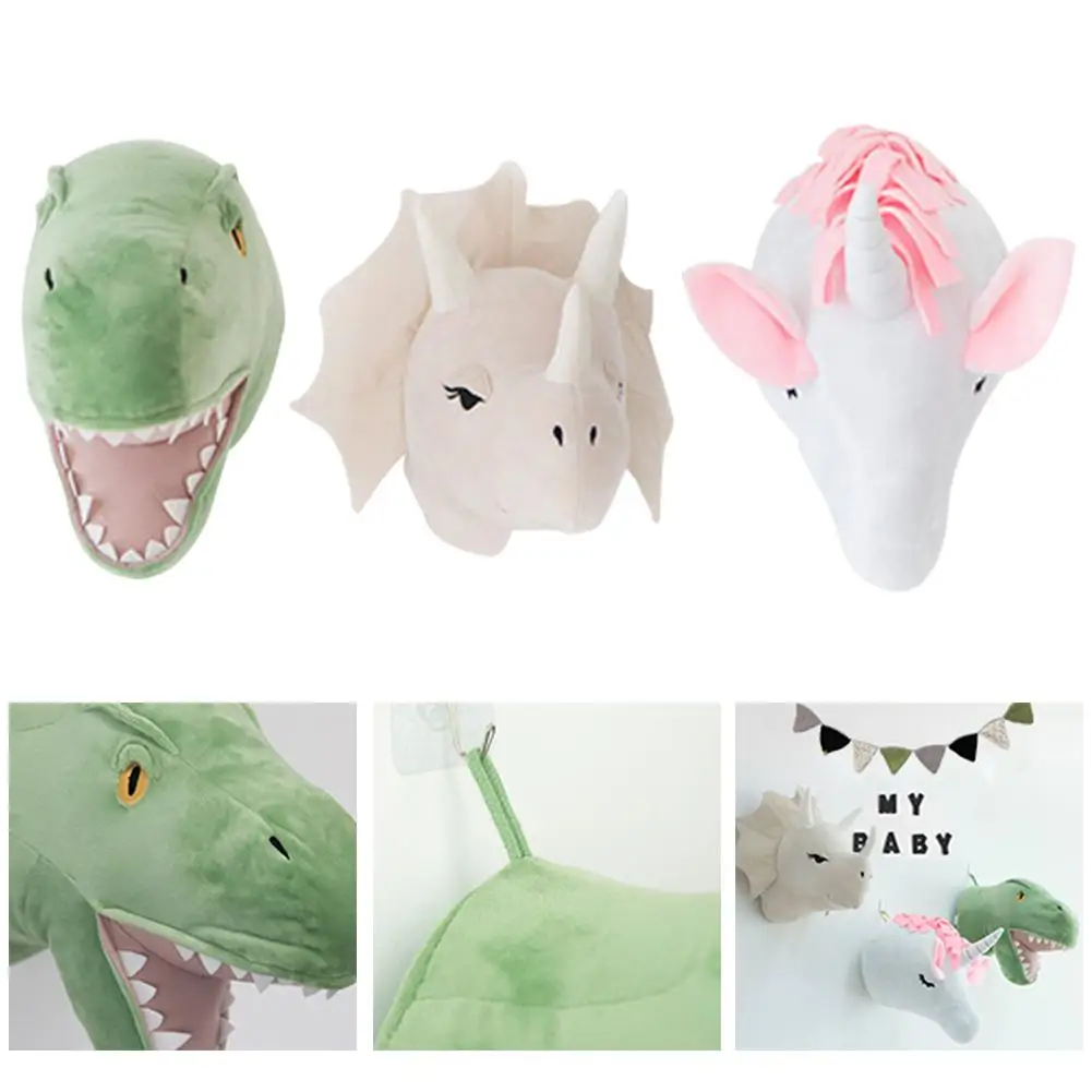 Голова животного динозавр Настенный декор носороги подвесное крепление мягкие