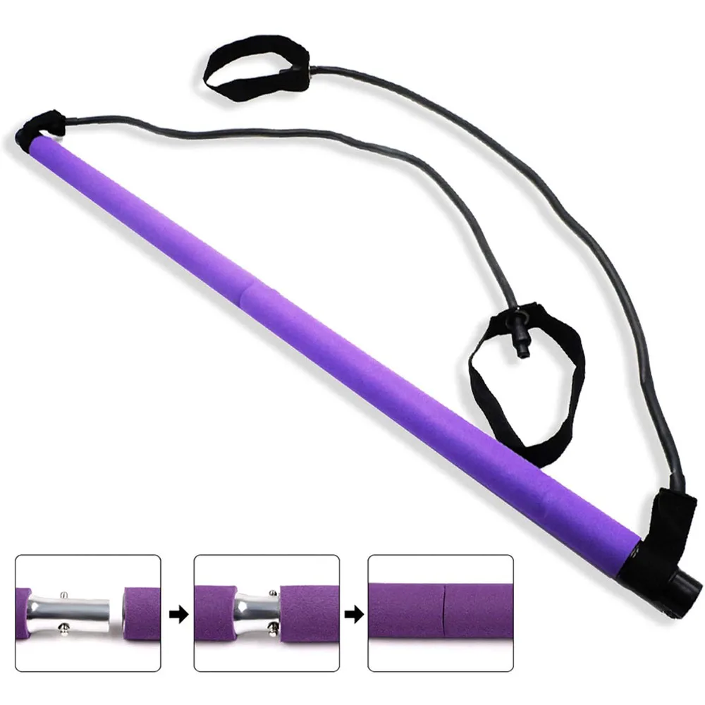 Pilates Exercise Stick Resistance Bands Yoga Strap Bar Kit Folded Fitness Home Gym Elastic Loop Body Building Workout Equipment | Спорт и