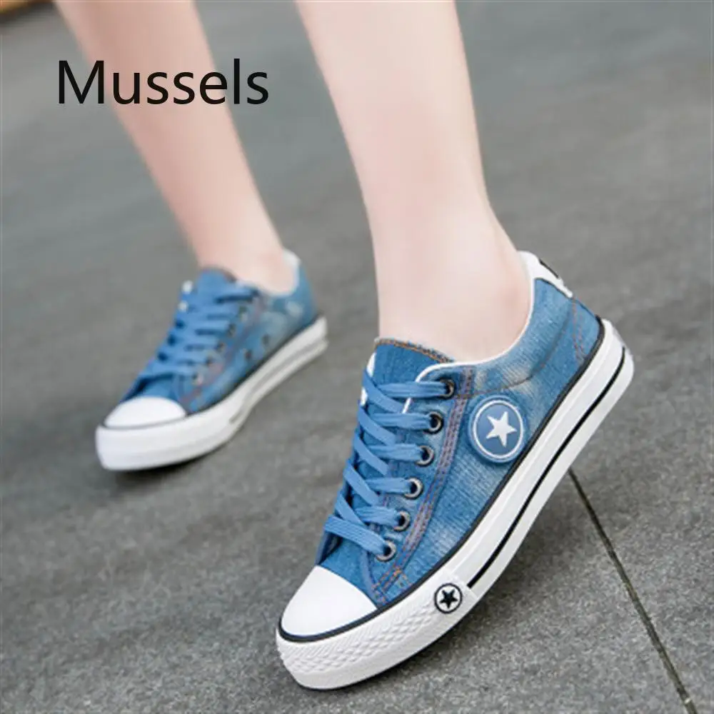 Модные кроссовки Джинсовая Повседневная обувь женская летняя резиновая
