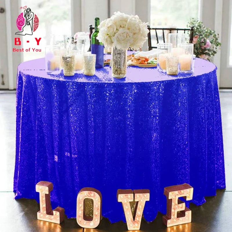 B · Y 50 дюймов 125 см круглая скатерть с блестками Королевский синий блесток