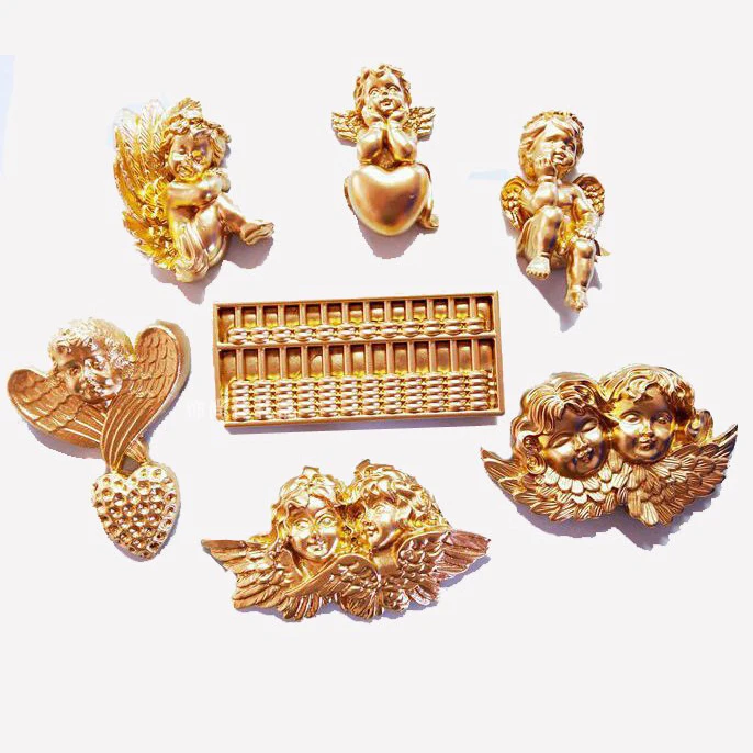 Магнит на холодильник золотой ангел resion стерео подарочное украшение магнитная