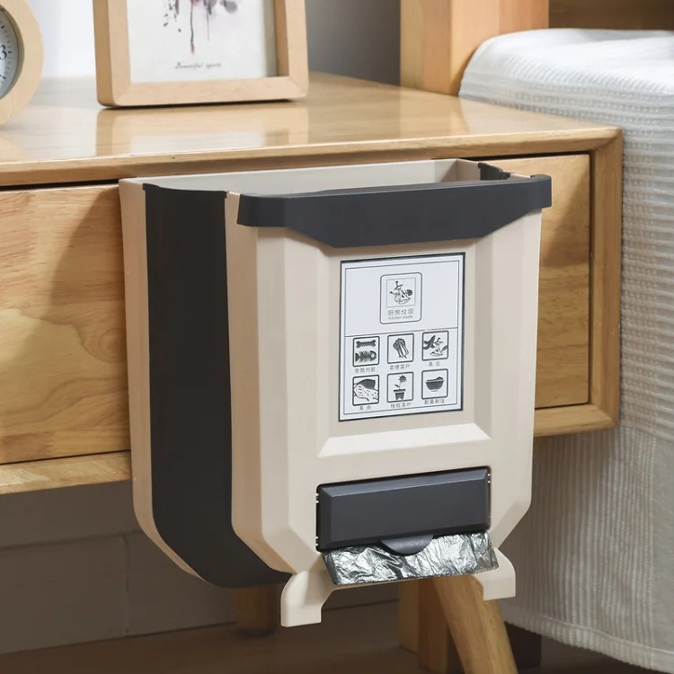 Kitchen Trash Can Cabinet Door Wall-Mounted Household Foldable Retractable Small Number Hanging Special Embedded Car Interior | Дом и сад