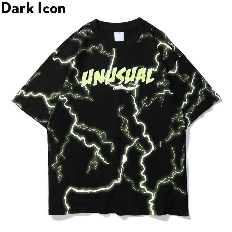 Футболка в стиле хип хоп с принтом виде светоотражающих букв темных икон мужская
