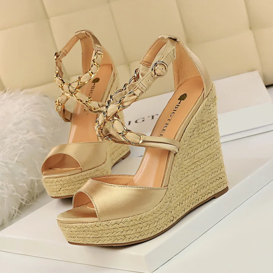 COWCOM/Женская обувь на высоком каблуке 13 см тканая платформе с толстой подошвой из