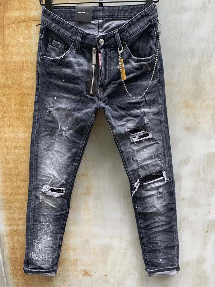 

Spring Summer Men's Jeans Cotton Denim Hip Hop Slack Bottom Joggers Streetwear Skinny Blue Pants Hombre Harem Trousers Men 44-54