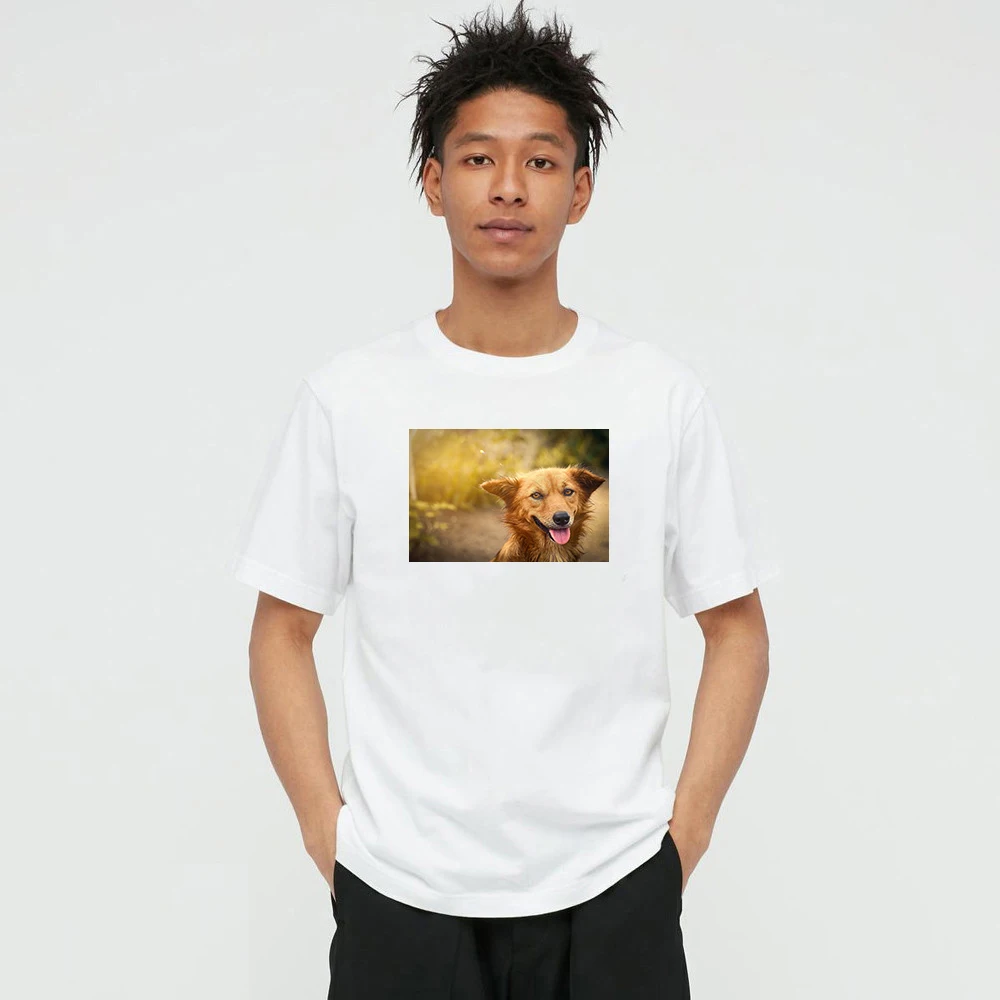 

Summer Style Dog photo 100% cotton Men's and Women's T-shirt casual O-Neck T-shirt short sleeve tees T-shirt for men 12B12W