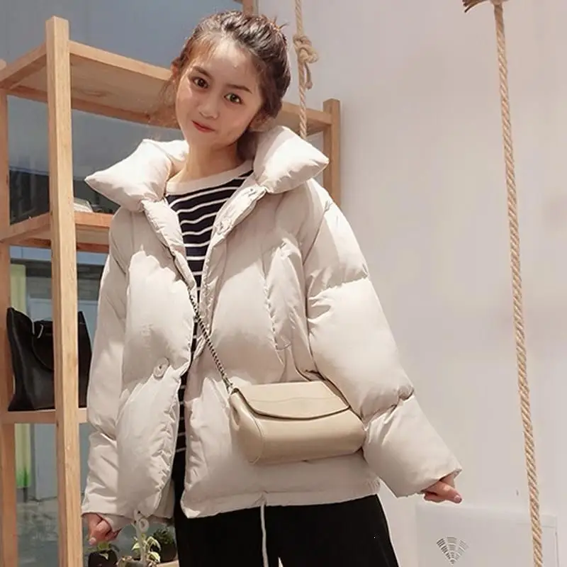 Новые женские зимние короткие парки однотонные Женские повседневные хлопковые