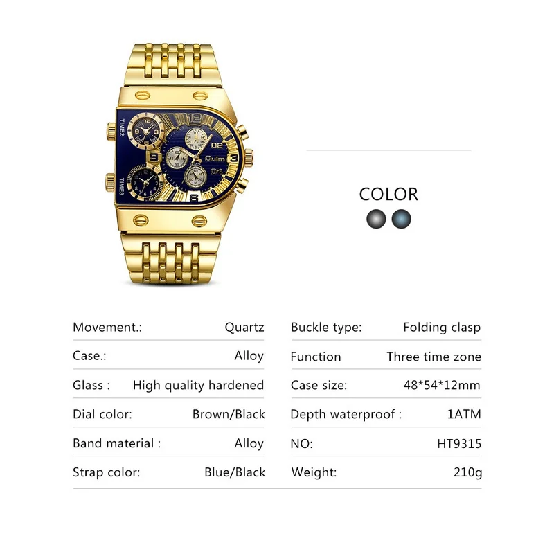 

2020 Brand New Oulm Quartz Watches Men Military Waterproof Wristwatch Luxury Gold Stainless Steel Male Watch Relogio Masculino